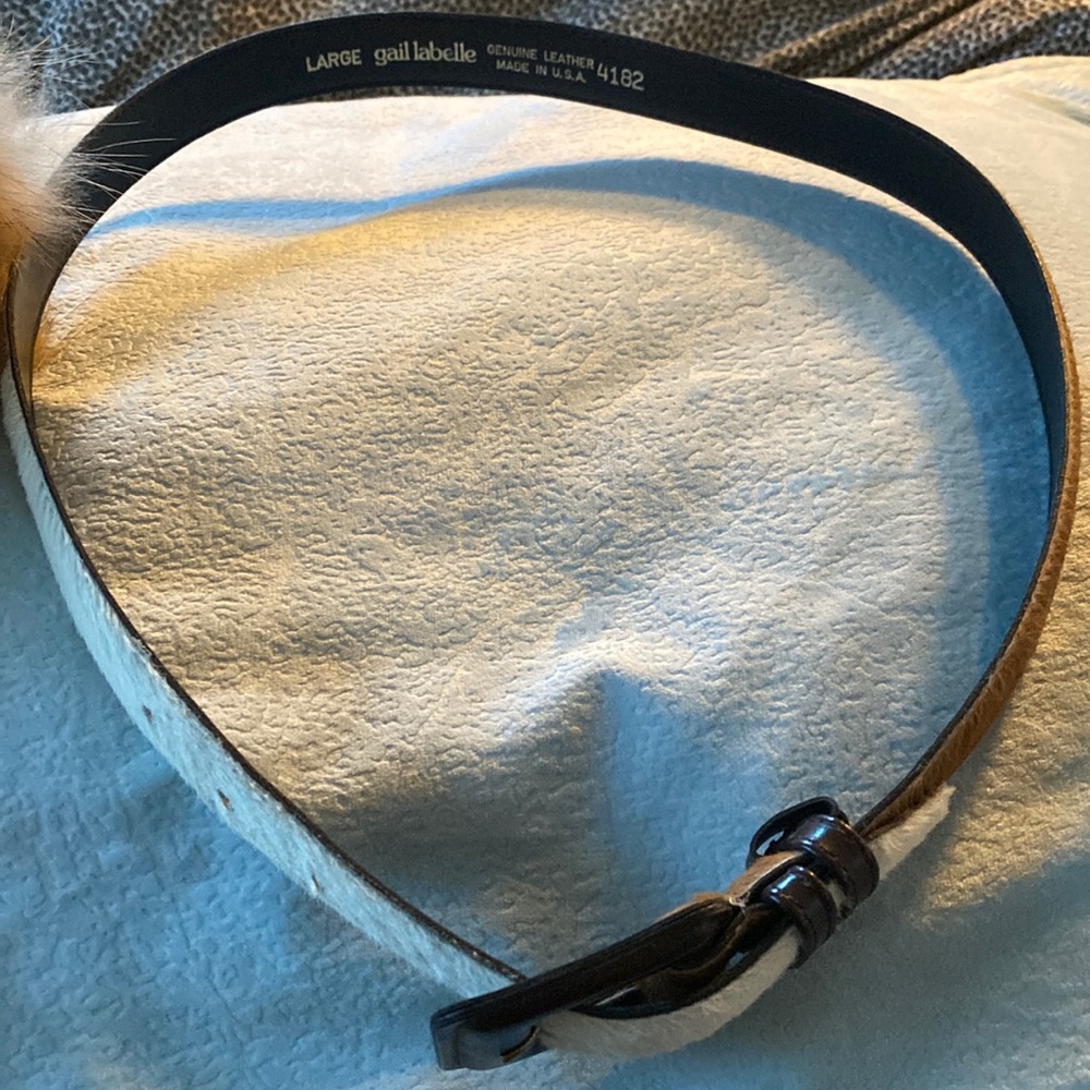 Like New⭐️calf hair on leather designer belt fits up to 36”